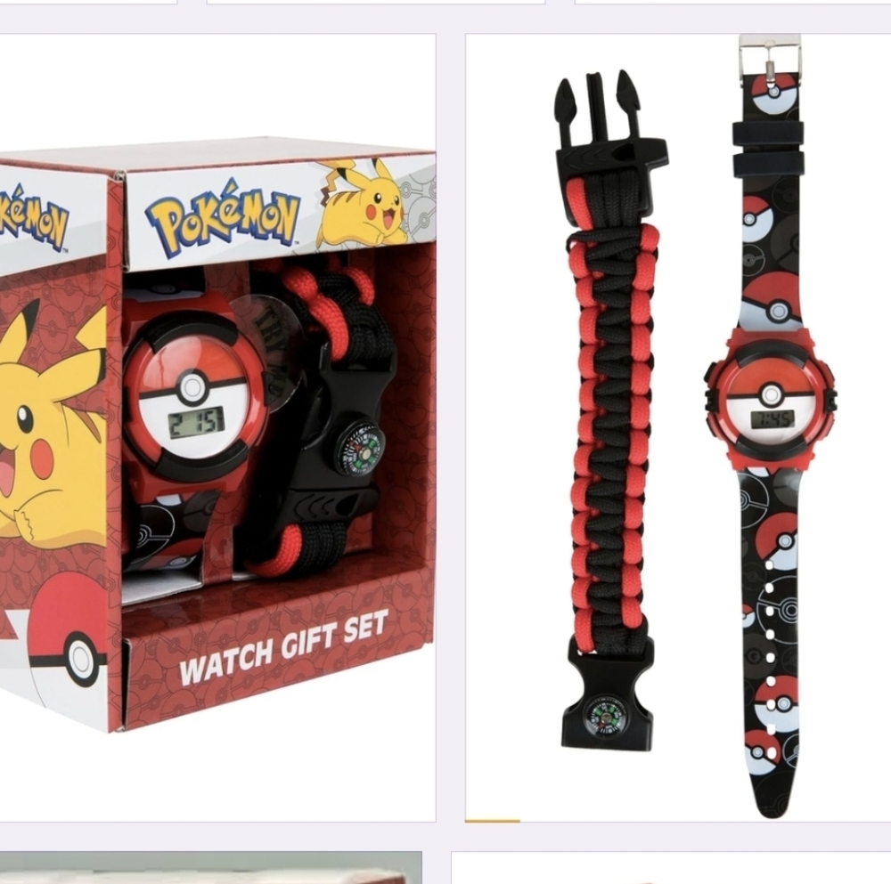 Pokemon LCD Watch with Corded Survival Band Pokeboll